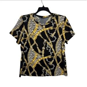Gemstone Women 3D Baroque Print Short Sleeve Luxury T-Shirt Size 1X
